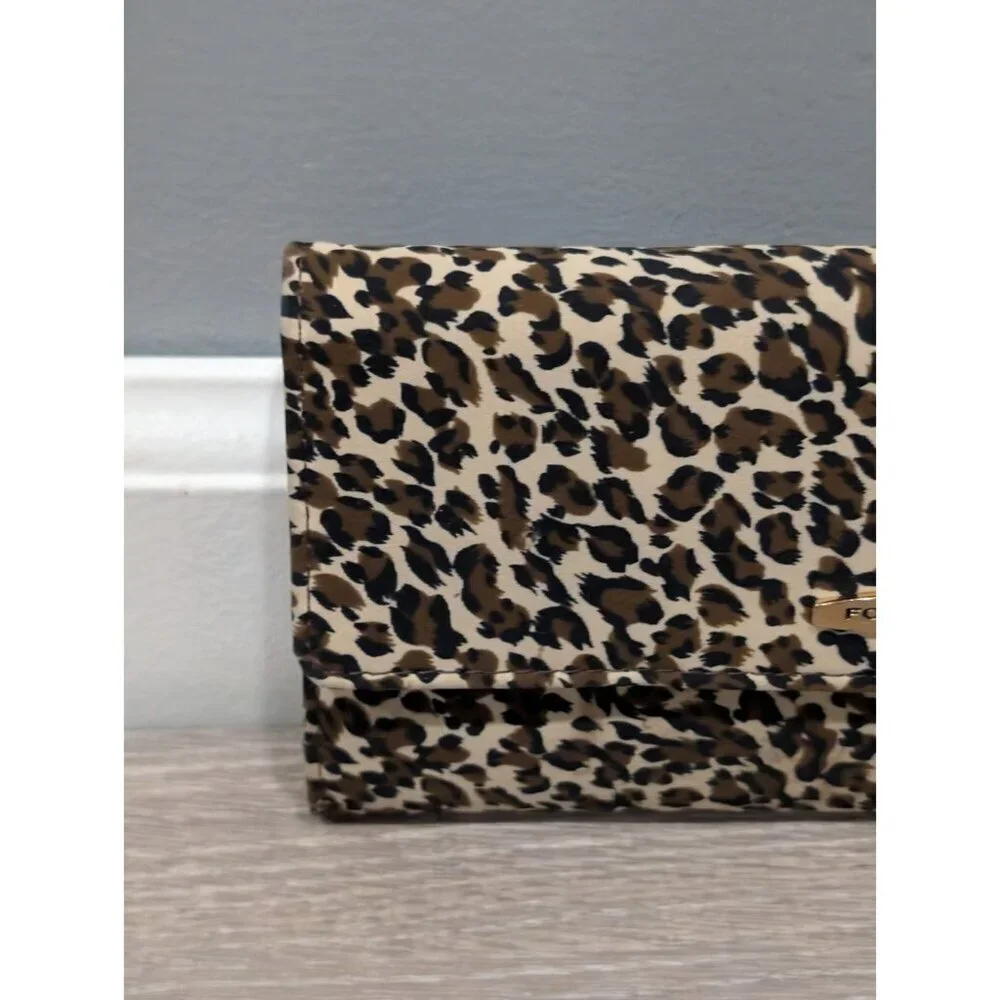 Fossil Leopard Cheetah Print Brown Nylon Wallet 4